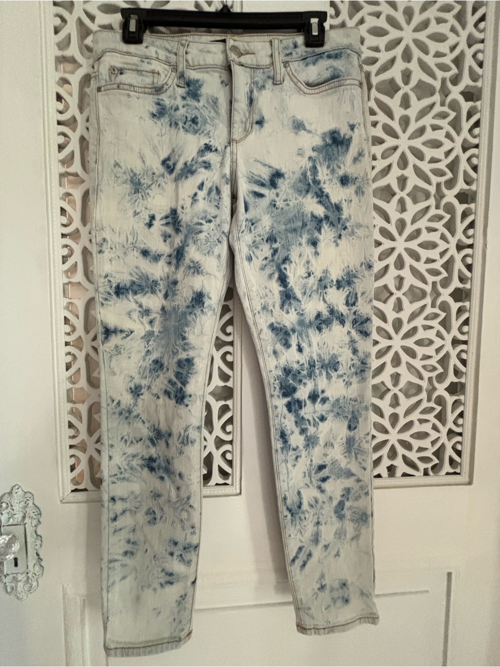 Joe's Jeans Women's Blue and White Tie-Dye Skinny Jeans